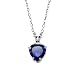 Sterling Silver 2 Carat Total Weight Solitaire Pendant Authentic Sapphire Color Heart Shape Includes 16" Rolo Chain, Comes with a Gift Box and Pouch.