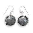 15mm Round Faceted Hematite French Wire Earrings