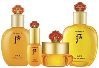 KOREAN COSMETICS, LG Household &amp; Health Care_ THE WHOO, Gongjinhyang 4-piece set (In Yang Balancer (150ml) + In Yang Lotion (110ml) + Qi &amp; Jin Essence (45ml) + Qi &amp; Jin Cream (50ml), premium herbal cosmetics, moisturizer) [001KR]