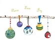 Holiday Ornaments - Fresh, Original Design on a Pure Cotton Kitchen Towel