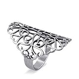 Virtue Sterling Silver Band Filigree Floral Ring Size 7