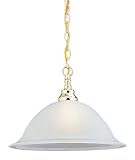 Etched Glass & Polished Brass Pendant Light