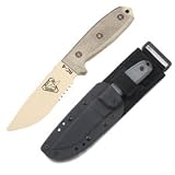 RAT Cutlery RC-4, Linen Micarta Handle, Serr., w/MOLLE Back Sheath