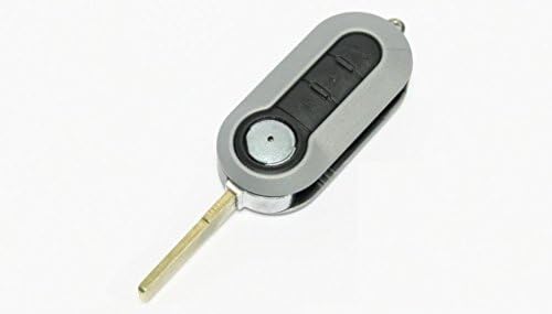Fiat 500 Remote Flip Key Case 3 Buttons Shell Blank Replacement Fob Uncut New Blade GRAY Color (No Electronics - Empty Case Only)
