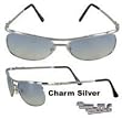 Elvis Presley Charm Sunglasses Chrome Wire Frame Blue Tint Lense Officially L...