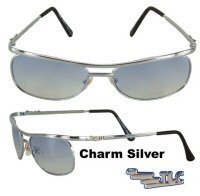Elvis Presley Charm Sunglasses Chrome Wire Frame Blue Tint Lense Officially L...