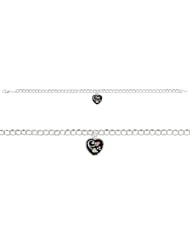 Black Hills Gold Sterling Silver Antiqued Heart Charm Bracelet