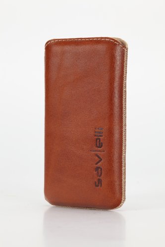 Savelli 25M-03-G6 Lentini Ledertasche f&uuml;r Apple iPhone 4/4s, Nokia C7/5800 Tabak/beige Preisvergleich