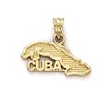 14k Cuba Map Pendant