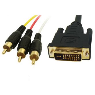 Cable-Tex DVI-I Dual Link to 3 Triple RCA Male Lead Cable 1 metre Cable-Tex DVI-I Dual Link to 3 Triple RCA Male Lead Cable 1 metre