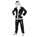 COSTUME SANTA SUIT,BLK PVC,Hat,Beard,Blt