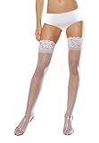 Dreamgirl Women's Plus Size Sheer Thigh High Socks, White, One Size Queen Dreamgirl Women's Plus Size Sheer Thigh High Socks, White, One Size Queen