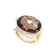 14k Gold, Diamond & Smoky Quartz Ring- Sizes 5-9