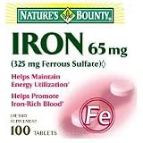 Nature's Bounty Iron 65 Mg.(325 mg  Ferrous Sulfate), 100 Tablets, (Pack of 2)