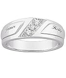 Personalized Wedding Gifts - Platinum Plated Sterling Silver Cubic Zirconia Name Band