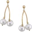 6.5mm White Pearls, 14K Yellow Gold. Cultured White Pearl Earrings