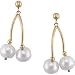 14K Yellow Gold Cultured White Pearl Earrings