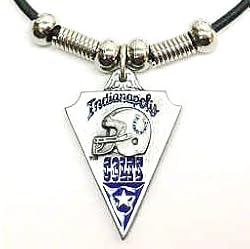 Indianapolis Colts Leather Necklace w/Beads & Pewter Pendant - NFL Football Fan Shop Sports Team Merchandise