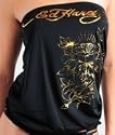 Ed Hardy Flower Foil Satin Touch Tube Top