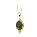14K Yellow Gold 14 x 10 MM Oval Shaped Jade Cabochon Pendant with Chain