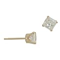 14K Earrings 4MM Square Cubic Zirconia Stud