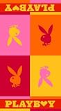 Playboy Strandtuch Strandlaken Blocks, rot/gelb