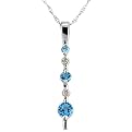 10K White Gold Swiss Blue Topaz and Diamond Multi-Stone Pendant and Necklace