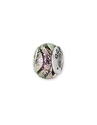 Pink Dichroic Handmade Glass Charm for 3mm Charm Bracelets