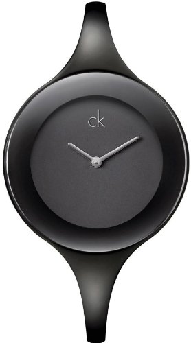 Calvin Klein Quartz, Black Ion Plated Steel Bangle with Black Mirror Dial - Women's Watch K2823602