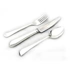 Childs first cutlery Sheffield silver plate 3 piece set in Old English pattern with presentation case