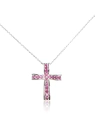 0.92 Carat Genuine Ruby Cross Pendant 925 Sterling Silver
