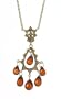18k Yellow Gold Chandelier Pendant w/ Orange Garnet Briolette, Diamonds (.05ctw, G, VS) by Diana Heimann