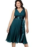  : London Times Plus Size Sleeveless Silk Tie-Waist Dress