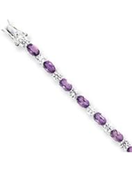 Sterling Silver Amethyst & Cz Bracelet