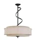 Nuvo Lighting 60/3871 Darwin 3-Light Pendant with Natural Linen Shade and Cream Diffuser, Aged Bronze