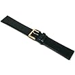 Black Leather Lizard Grain Padded Watch Band 20mm