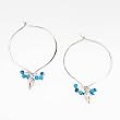 Pendulum Dangle Earrings in Sterling Silver with Turquoise Gemstone Bead Clusters on a Designer Sterling Hoop, #7488