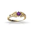 14K Yellow Gold Genuine Square Amethyst Celtic Knot Ring