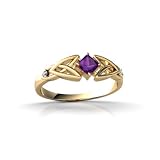 14K Yellow Gold Genuine Square Amethyst Celtic Knot Ring