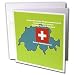 777images Flags and Maps - Map and Flag of Switzerland with Swiss Confederation printed in English, German, French and Italian - Greeting Cards-12 Greeting Cards with envelopes