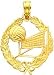 14K Gold Volleyball Leaf Circle Charm
