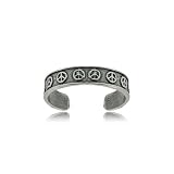 Peace Sign Toe Ring Antiqued Sterling Silver Band