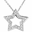 Round Diamonds, 14Kt. White Gold. Star Diamond Pendant Necklace