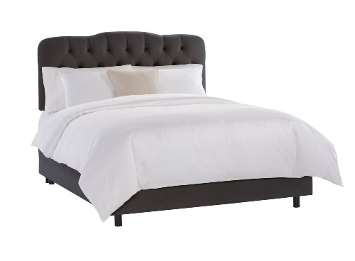 Skyline Furniture Surrey Queen Tufted Bed, Pewter Velvet On Sale