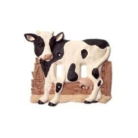 Cow Black and White Double Lightswitch Plate Cover