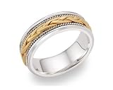 14K Solid Two-Tone Gold Designer Braided Wedding Band