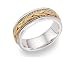 14K Solid Two-Tone Gold Designer Braided Wedding Band