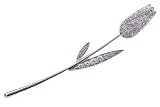 14K White Gold Diamond Rose Brooch, 1.00 ctw.