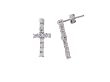 Sterling Silver Polished Clear CZ Cross Earrings