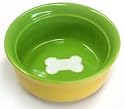 Color Block Green Dog Bowl
